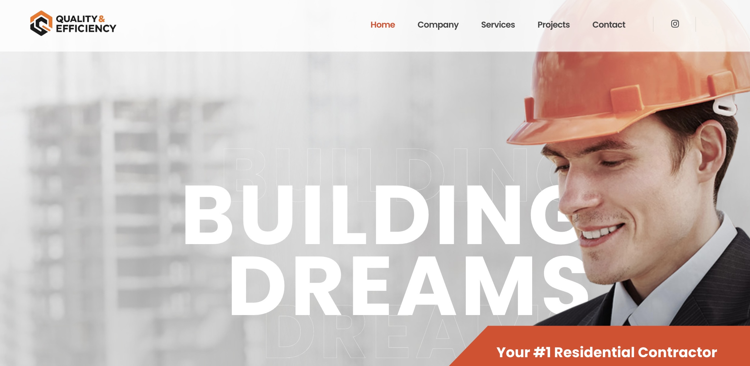 Screenshot of contractor website design
